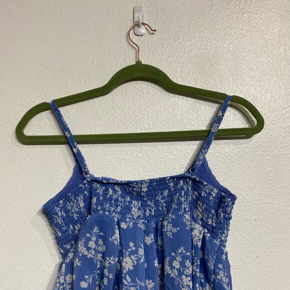 RSQ Blue Floral Ruched Cropped Cami Sz L - Picture 6 of 9